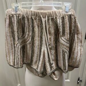 Wish Beige Sequin Shorts